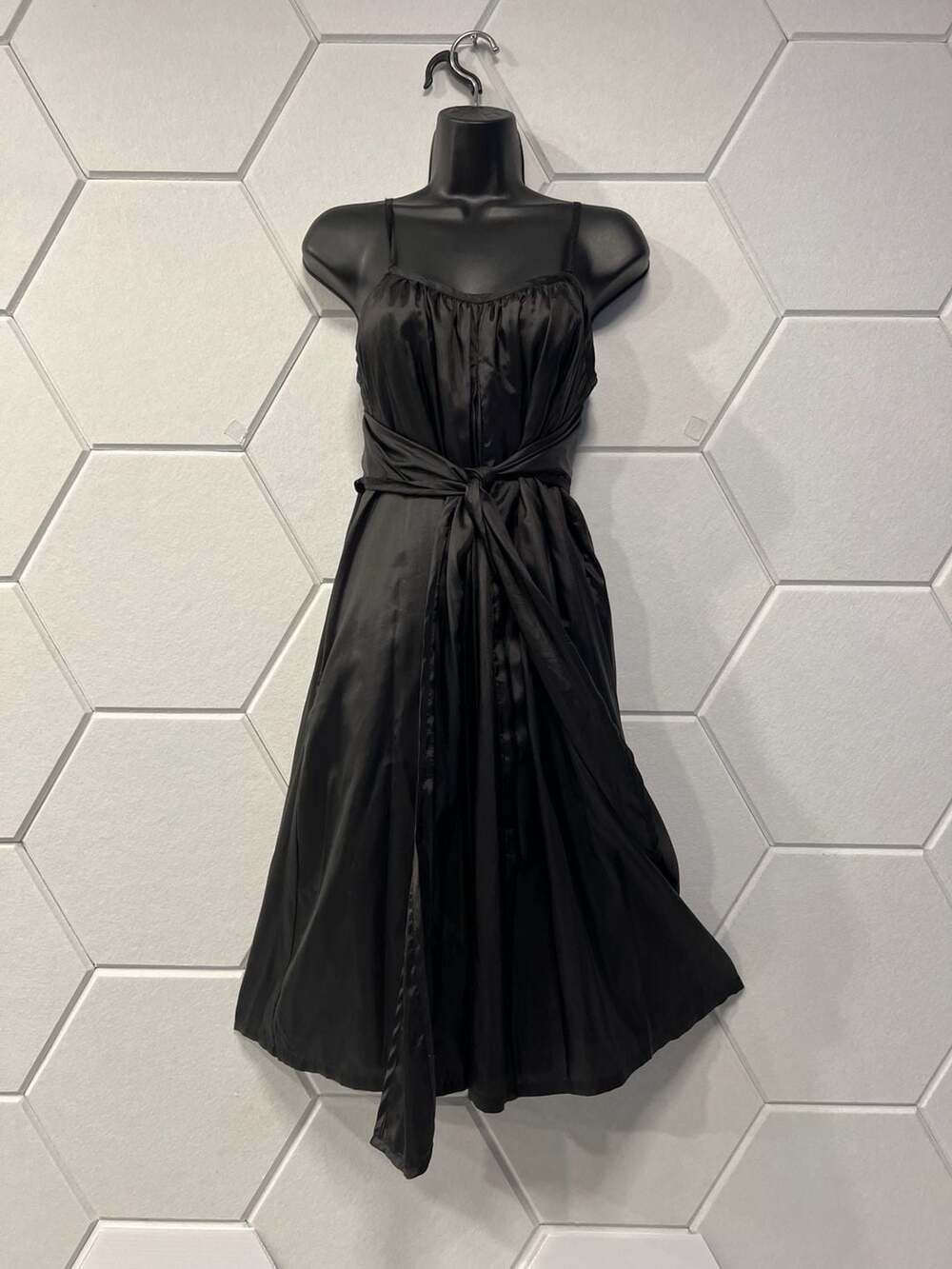 Zoe B. Black Multi-Way Polysilk Satin Midi Dress